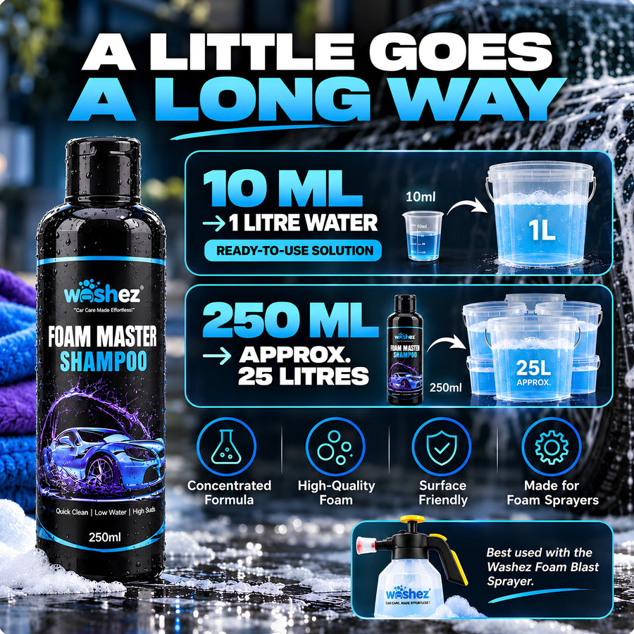 Foam Master Shampoo dilution: 10ml per litre of water
